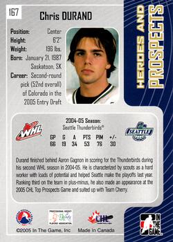 2005-06 In The Game Heroes and Prospects #167 Chris Durand Back