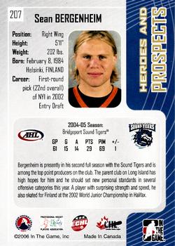 2005-06 In The Game Heroes and Prospects #207 Sean Bergenheim Back
