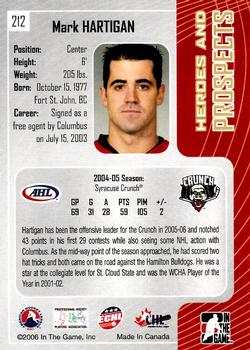 2005-06 In The Game Heroes and Prospects #212 Mark Hartigan Back