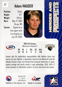 2005-06 In The Game Heroes and Prospects #47 Adam Hauser Back