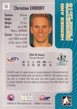 2005-06 In The Game Heroes and Prospects #96 Christian Ehrhoff Back