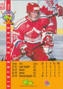 1994 Classic Pro Hockey Prospects - Ice Ambassadors #IA17 Viktor Kozlov Back