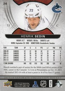 2013-14 Upper Deck Ultimate Collection #26 Henrik Sedin Back