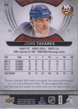 2013-14 Upper Deck Ultimate Collection #48 John Tavares Back