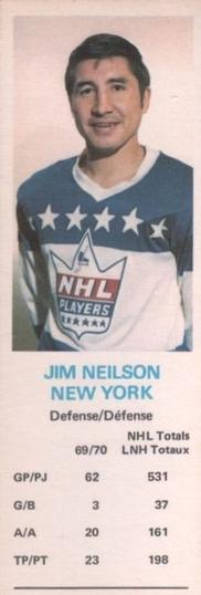 1970-71 Dad's Cookies #NNO Jim Neilson Front