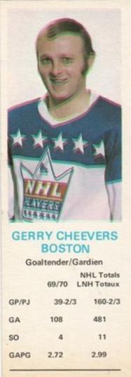 1970-71 Dad's Cookies #NNO Gerry Cheevers Front