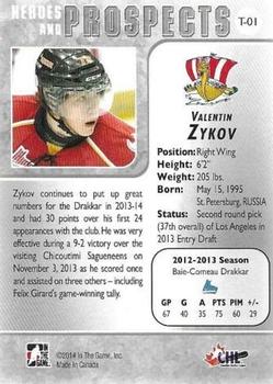 2013-14 In The Game Heroes and Prospects - Tenth Anniversary Tribute #T-01 Valentin Zykov Back