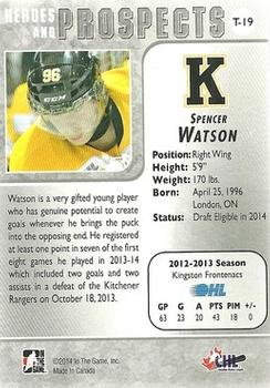 2013-14 In The Game Heroes and Prospects - Tenth Anniversary Tribute #T-19 Spencer Watson Back
