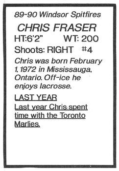 1989-90 7th Inning Sketch Windsor Spitfires (OHL) #NNO Chris Fraser Back