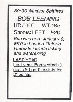 1989-90 7th Inning Sketch Windsor Spitfires (OHL) #NNO Bob Leeming Back