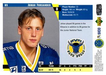 1997-98 Collector's Choice Swedish #85 Johan Forsander Back