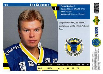 1997-98 Collector's Choice Swedish #94 Esa Keskinen Back
