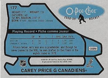 2008-09 O-Pee-Chee - 1979-80 Retro #177 Carey Price Back
