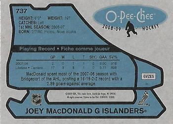 2008-09 O-Pee-Chee - 1979-80 Retro #737 Joey MacDonald Back