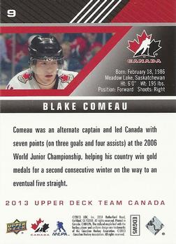 2013 Upper Deck Team Canada #9 Blake Comeau Back