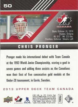 2013 Upper Deck Team Canada #50 Chris Pronger Back