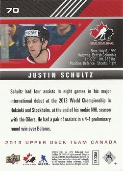 2013 Upper Deck Team Canada #70 Justin Schultz Back
