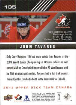 2013 Upper Deck Team Canada #135 John Tavares Back