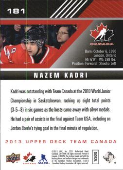 2013 Upper Deck Team Canada #181 Nazem Kadri Back