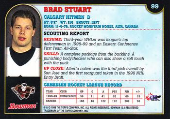 1999 Bowman CHL #99 Brad Stuart Back