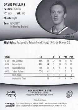 2010-11 Choice Toledo Walleye (ECHL) #14 David Phillips Back