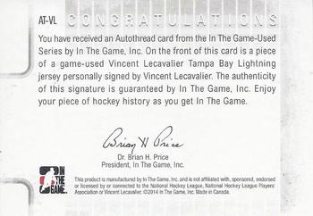2013-14 In The Game Used - Autothreads #AT-VL Vincent Lecavalier Back