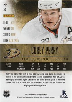2013-14 Panini Prime #3 Corey Perry Back