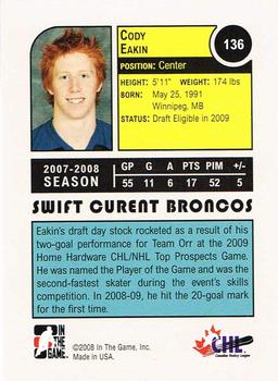 2008-09 In The Game Heroes and Prospects #136 Cody Eakin Back