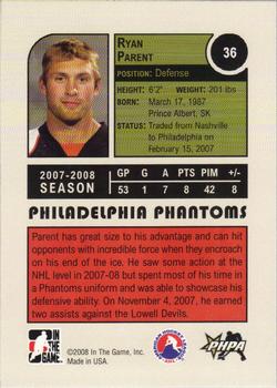 2008-09 In The Game Heroes and Prospects #36 Ryan Parent Back