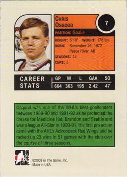 2008-09 In The Game Heroes and Prospects #7 Chris Osgood Back