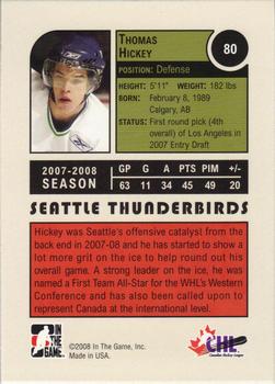2008-09 In The Game Heroes and Prospects #80 Thomas Hickey Back