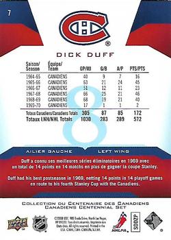 2008-09 Upper Deck Montreal Canadiens Centennial #7 Dick Duff Back