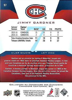 2008-09 Upper Deck Montreal Canadiens Centennial #97 Jimmy Gardner Back
