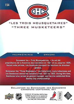 2008-09 Upper Deck Montreal Canadiens Centennial #154 Leo Dandurand / Jos Cattarinich / Louis Letourneau Back