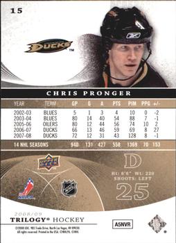 2008-09 Upper Deck Trilogy #15 Chris Pronger Back