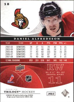 2008-09 Upper Deck Trilogy #18 Daniel Alfredsson Back