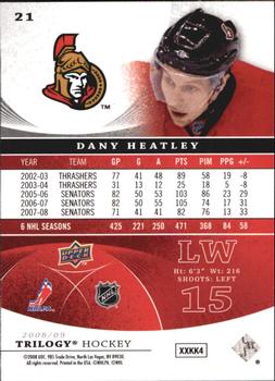 2008-09 Upper Deck Trilogy #21 Dany Heatley Back