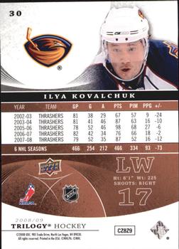 2008-09 Upper Deck Trilogy #30 Ilya Kovalchuk Back