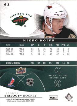 2008-09 Upper Deck Trilogy #61 Mikko Koivu Back