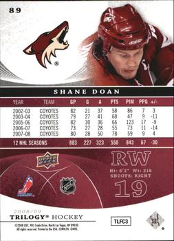 2008-09 Upper Deck Trilogy #89 Shane Doan Back