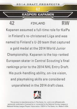 2014 In The Game Draft Prospects #62 Kasperi Kapanen Back