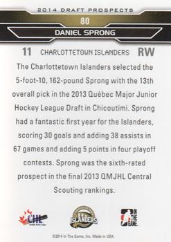 2014 In The Game Draft Prospects #80 Daniel Sprong Back