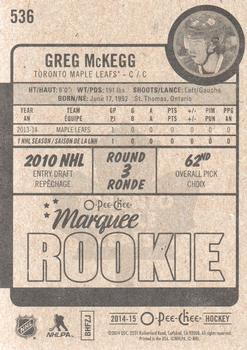 2014-15 O-Pee-Chee #536 Greg McKegg Back
