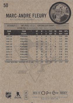 2014-15 O-Pee-Chee #50 Marc-Andre Fleury Back