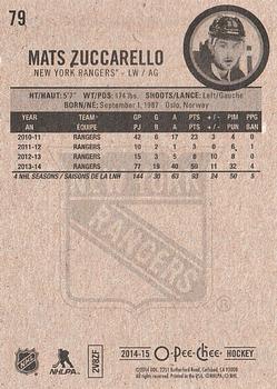 2014-15 O-Pee-Chee #79 Mats Zuccarello Back