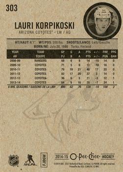 2014-15 O-Pee-Chee #303 Lauri Korpikoski Back