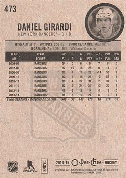 2014-15 O-Pee-Chee #473 Daniel Girardi Back
