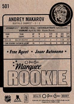 2014-15 O-Pee-Chee #501 Andrey Makarov Back