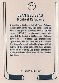 1981-82 TCMA #11 Jean Beliveau Back