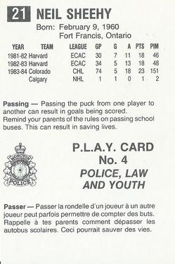 1984-85 Moncton Golden Flames (AHL) Police #4 Neil Sheehy Back